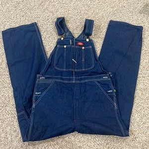 DICKIES dark wash denim overalls
